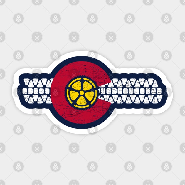 Bike Colorado State Flag Mountain Biking Art Gears Sticker by TeeCreations